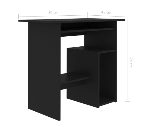 Escritorio de madera contrachapada negro 80x45x74 cm