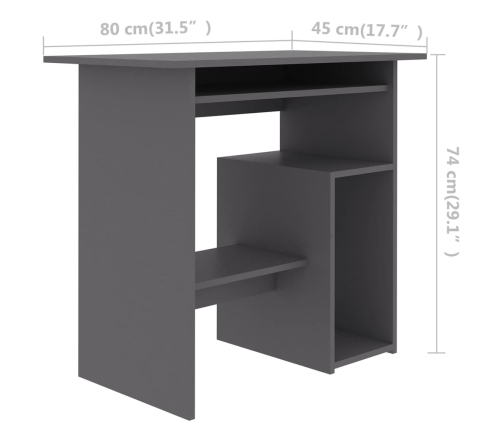 Escritorio de madera contrachapada gris 80x45x74 cm