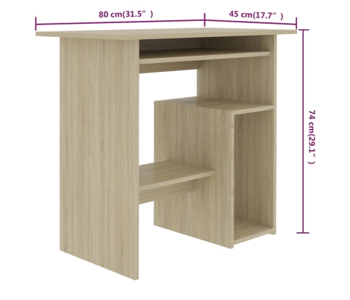 Escritorio madera contrachapada color roble Sonoma 80x45x74 cm