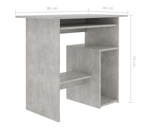 Escritorio de madera contrachapada gris hormigón 80x45x74 cm