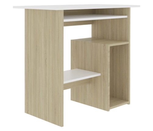 Escritorio madera contrachapada blanco roble Sonoma 80x45x74 cm