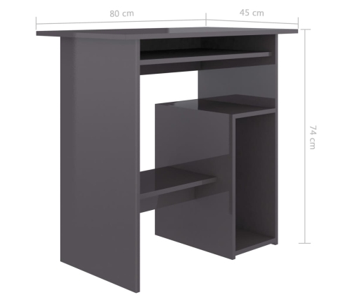 Escritorio de madera contrachapada gris brillante 80x45x74 cm