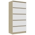 Aparador cajones madera contrachapada blanco roble 60x35x121 cm