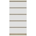 Aparador cajones madera contrachapada blanco roble 60x35x121 cm