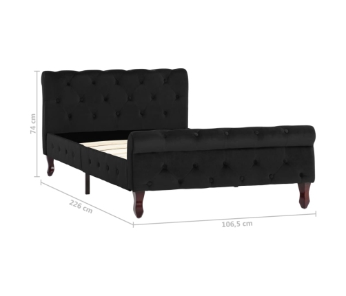 vidaXL Estructura de cama de terciopelo negro 100x200 cm