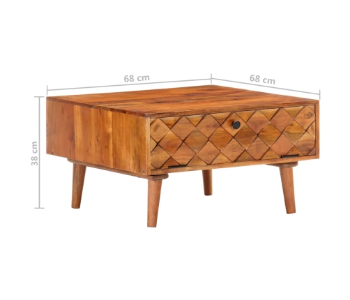 Mesa de centro de madera maciza de acacia 68x68x38 cm