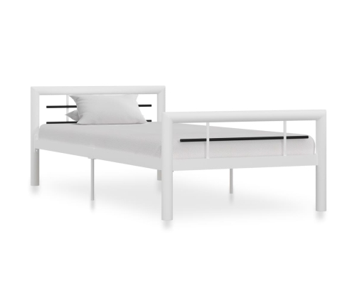 Estructura de cama sin colchón metal blanco y negro 100x200 cm