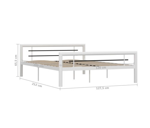 Estructura de cama sin colchón metal blanco y negro 120x200 cm