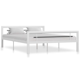 Estructura de cama sin colchón metal blanco y negro 160x200 cm