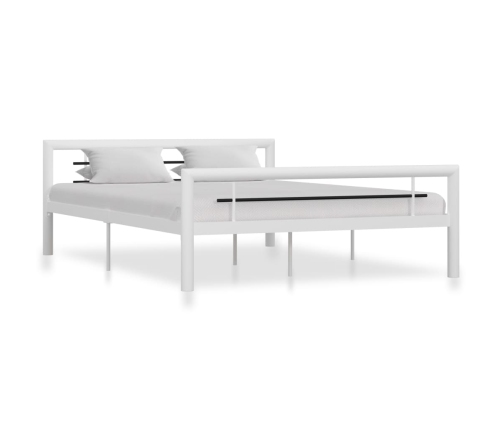 vidaXL Estructura de cama de metal blanco y negro 160x200 cm