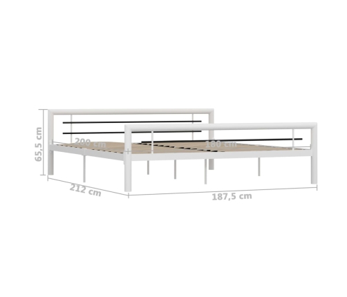 Estructura de cama de metal blanco y negro 180x200 cm