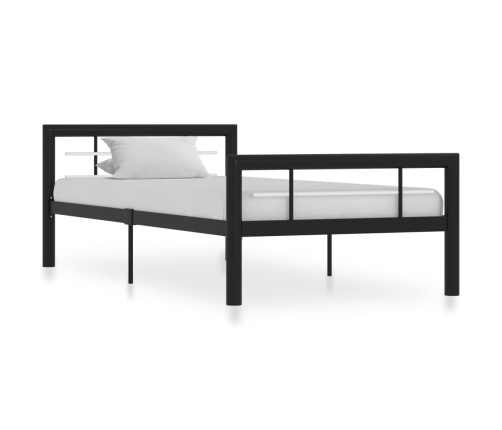 Estructura de cama de metal negro y blanco 90x200 cm