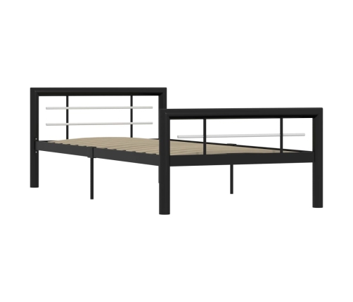 Estructura de cama de metal negro y blanco 90x200 cm