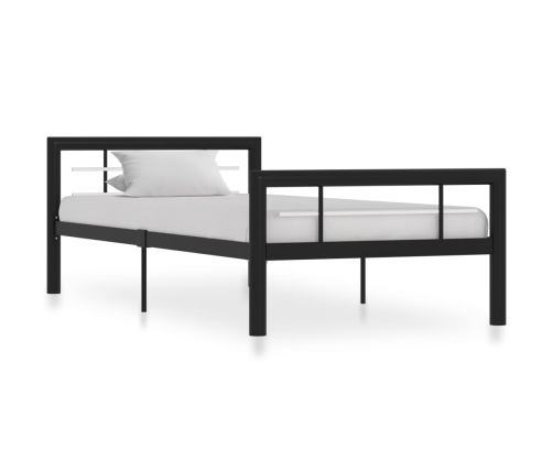 Estructura de cama de metal negro y blanco 100x200 cm