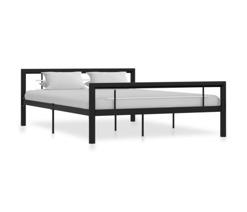 Estructura de cama sin colchón metal blanco y negro 120x200 cm