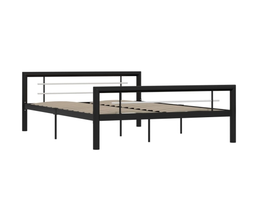 vidaXL Estructura de cama de metal negro y blanco 140x200 cm