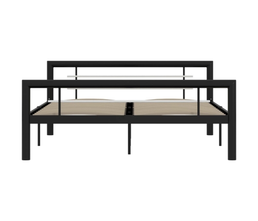 vidaXL Estructura de cama de metal negro y blanco 140x200 cm