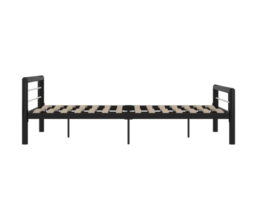 vidaXL Estructura de cama de metal negro y blanco 140x200 cm