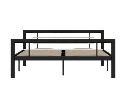 vidaXL Estructura de cama de metal negro y blanco 160x200 cm