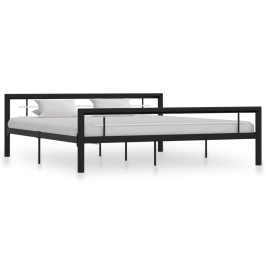 Estructura de cama sin colchón metal blanco y negro 180x200 cm