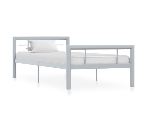 Estructura de cama de metal gris y blanco 90x200 cm