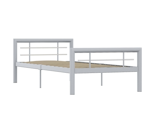 Estructura de cama de metal gris y blanco 90x200 cm