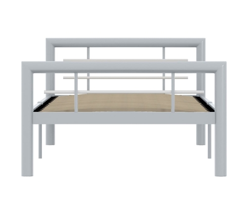 vidaXL Estructura de cama de metal gris y blanco 90x200 cm