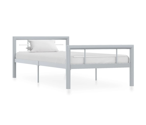 Estructura de cama sin colchón metal gris y blanco 100x200 cm