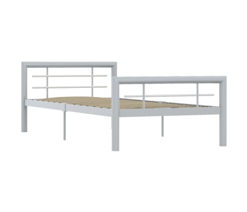 Estructura de cama sin colchón metal gris y blanco 100x200 cm