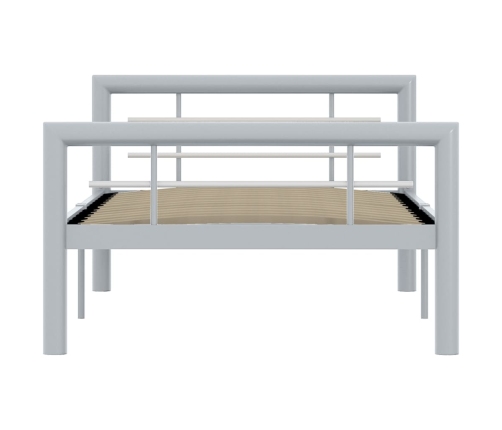 Estructura de cama de metal gris y blanco 100x200 cm