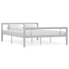 Estructura de cama sin colchón metal gris y blanco 120x200 cm