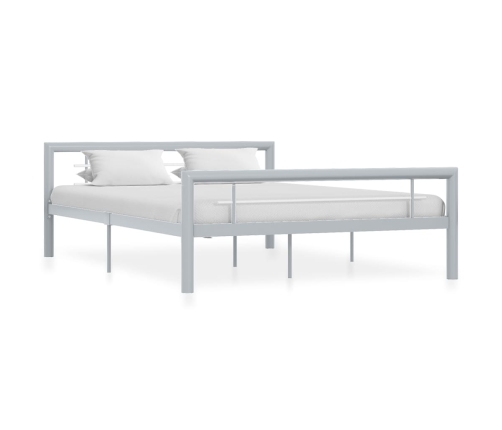 Estructura de cama sin colchón metal gris y blanco 120x200 cm