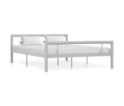 Estructura de cama sin colchón metal gris y blanco 140x200 cm