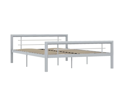 Estructura de cama sin colchón metal gris y blanco 140x200 cm