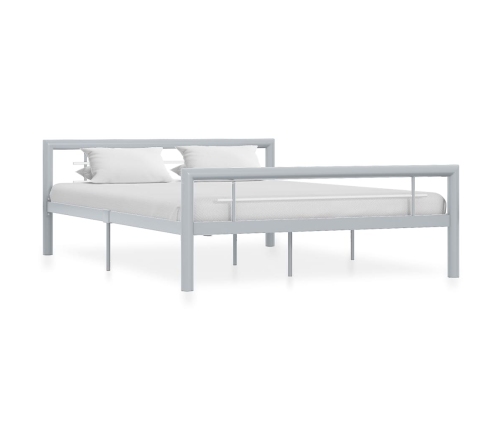 vidaXL Estructura de cama de metal gris y blanco 160x200 cm