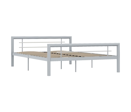 vidaXL Estructura de cama de metal gris y blanco 160x200 cm