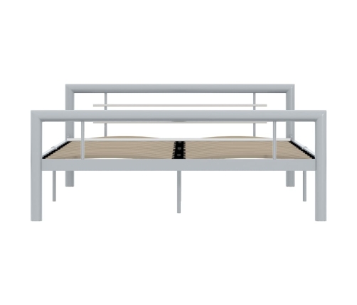 vidaXL Estructura de cama de metal gris y blanco 160x200 cm