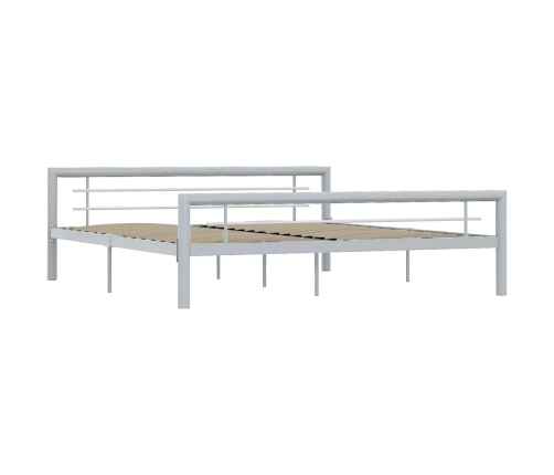 Estructura de cama sin colchón metal gris y blanco 180x200 cm