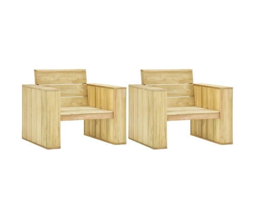 vidaXL Sillas de jardín 2 uds madera de pino impregnada 89x76x76 cm