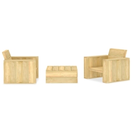 Juego de muebles de jardín 3 piezas madera de pino impregnada