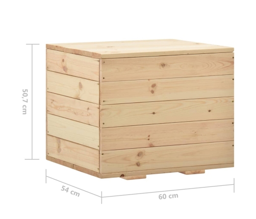 Caja de almacenaje de madera maciza de pino 60x54x50,7 cm