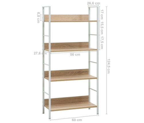 Estantería de 4 niveles madera ingeniería roble 60x27,6x124,5cm