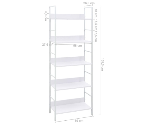 Estantería 5 niveles madera ingeniería blanco 60x27,6x158,5 cm