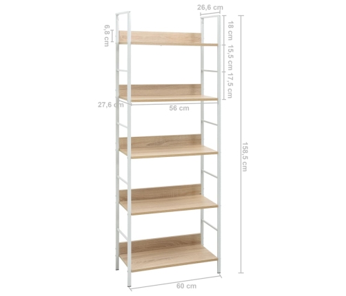 Estantería de 5 niveles madera ingeniería roble 60x27,6x158,5cm