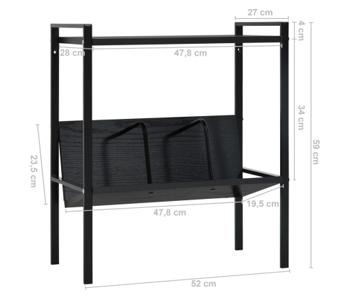 Estantería de 2 niveles madera de ingeniería negro 52x28x59 cm