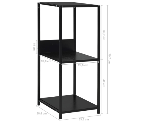 vidaXL Estantería pequeña madera de ingeniería negro 33,5x39,6x79,7 cm