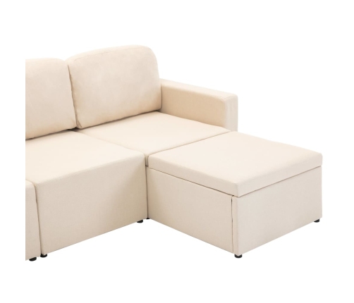 Sofá cama modular de 3 plazas tela color crema