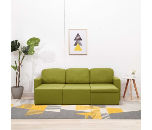 Sofá cama modular de 3 plazas tela verde