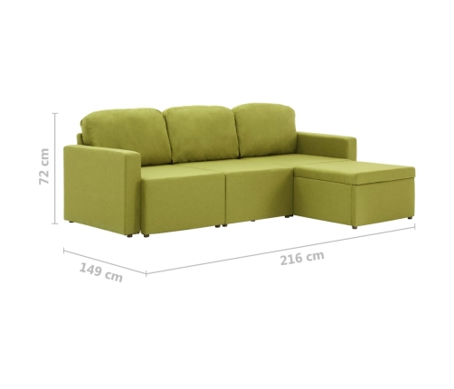 Sofá cama modular de 3 plazas tela verde