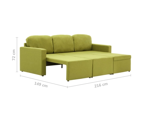 Sofá cama modular de 3 plazas tela verde